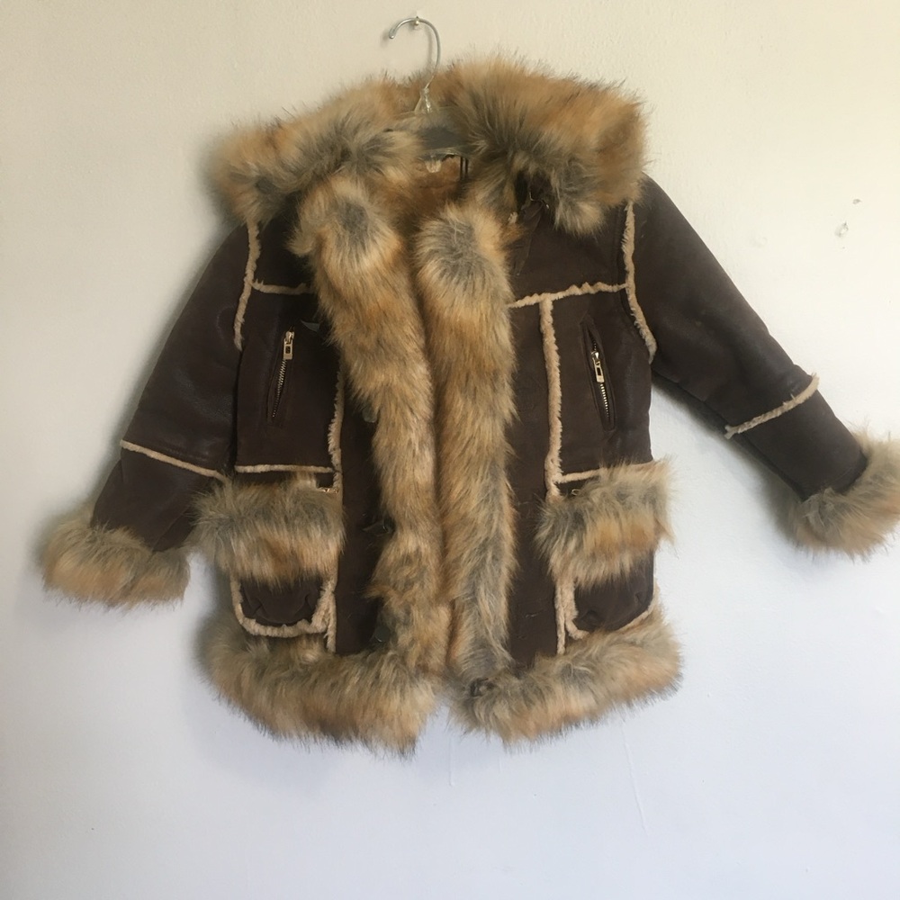 Jordan Craig Brown Kids Puffer Jacket with Faux Fur